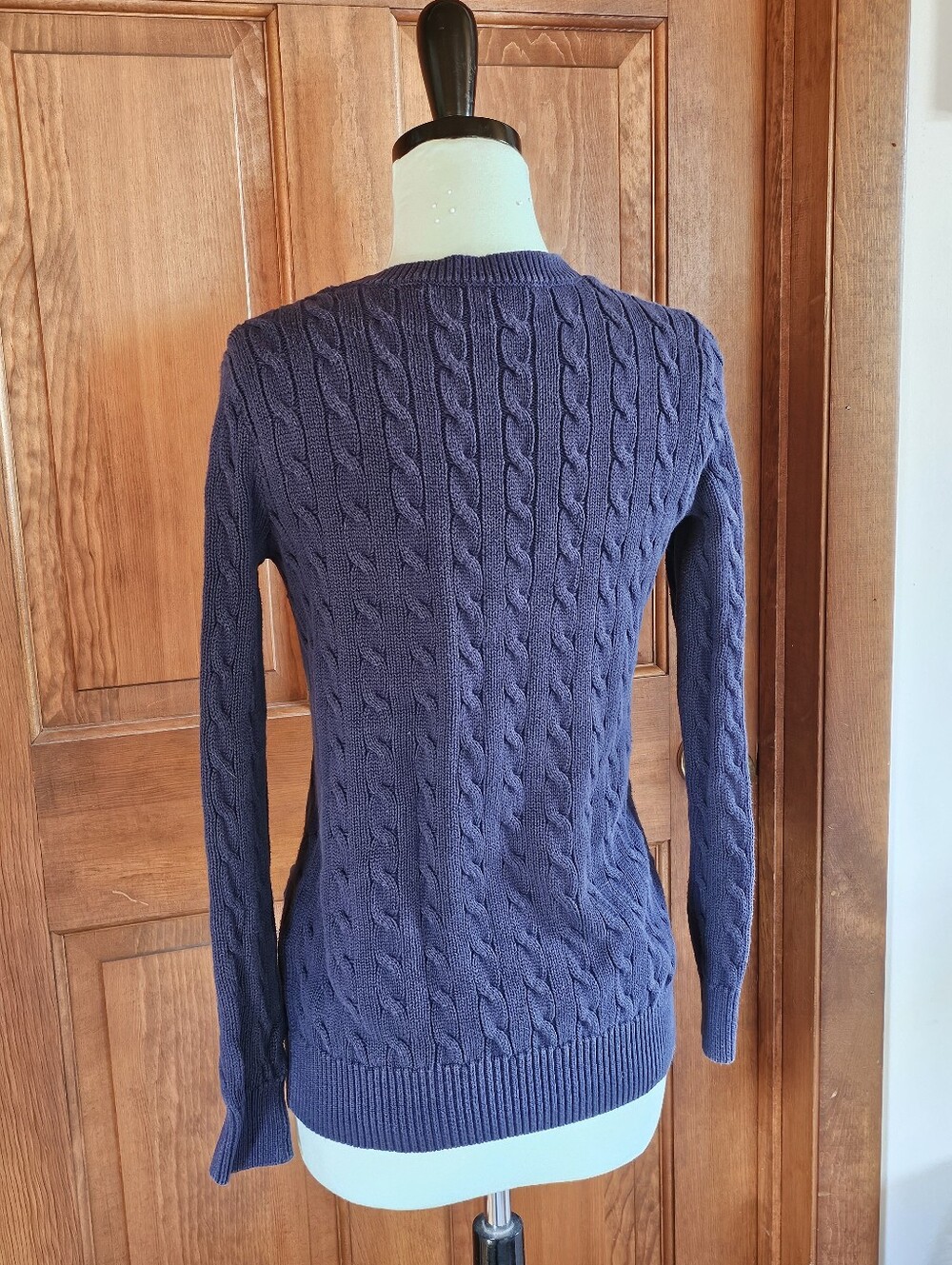 Ralph Lauren Navy Cable-Knit V-Neck Cardigan - Picture 3 of 7
